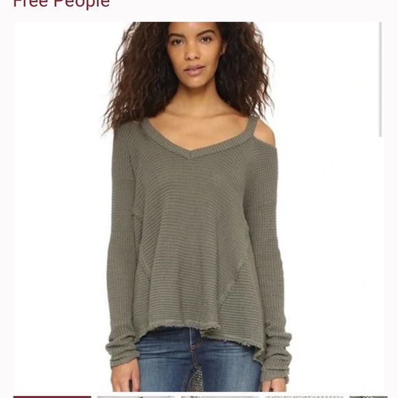 Free People Sweaters - Free People Moonshine Cold Shoulder Olive Green Sweater size Small